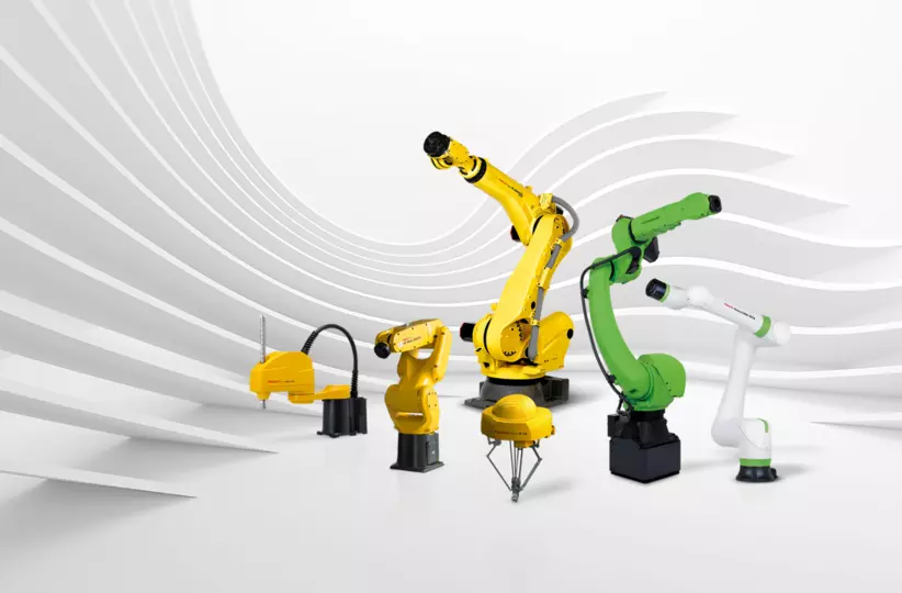 Image with multi robots on a light background