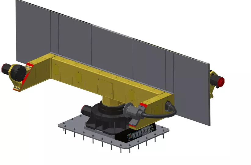Rendering of Dual Station H-Frame Positioner. 500 kg version.