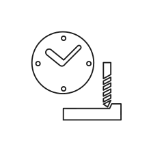 Pictogram for Cycle time estimation (CNC) in black. SVG format.