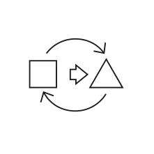 Pictogram for Converter (ROBOMACHINES) in black. SVG format.