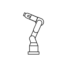 Pictogram for Integrated Services (Robot) in black. SVG format.