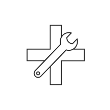 Pictogram for Maintenance manager (Service) in black. SVG format.