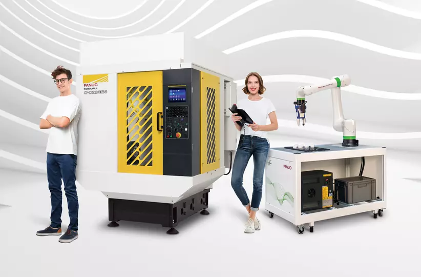Image of FANUC Educational package Automated CNC Milling on a bright wavy background