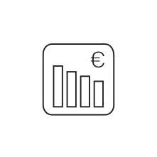 Pictogram for Cost savings (Miscellaneous) in black. SVG format.