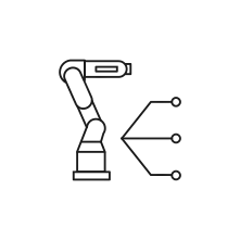 Pictogram for efficient Robot equipment integration in black. SVG format.