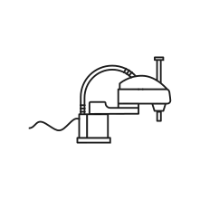 Pictogram for Integrated Services Scara (Robot) in black. SVG format.