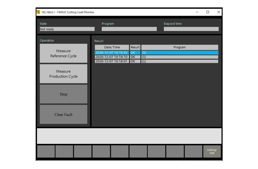 Image of CNC screen. Cutting Load Monitor