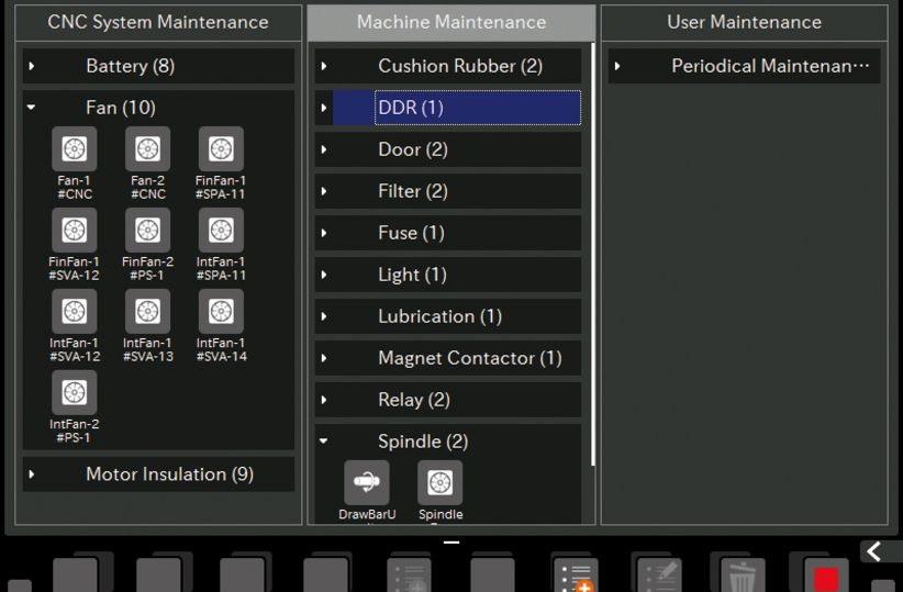 This image shows the preventive maintenance guidance.
Offering a complete overview of ROBODRILL’s leakage detection functionality, ROBODRILL’s maintenance guidance screens flag up insulation resistance and power leakage issues early, thus avoiding breakdowns by indicating the need for preventative maintenance. Picture from the ROBODRILL  brochure.