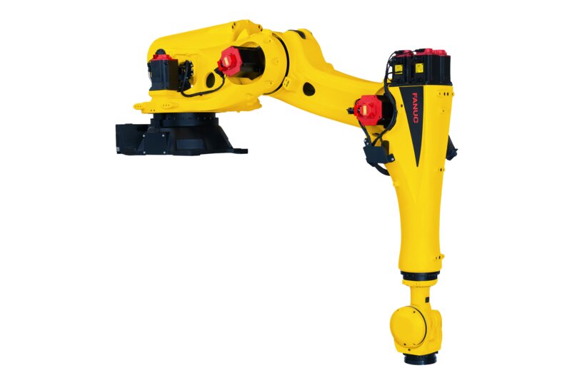 Compact rack-mount robot with 270 kg capacity and 3095 mm reach, powered by the FANUC R-50iA controller for high-speed industrial automation.