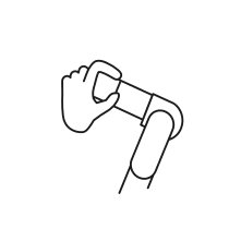 Pictogram for Manual Guidance (Robot) in black. SVG format.