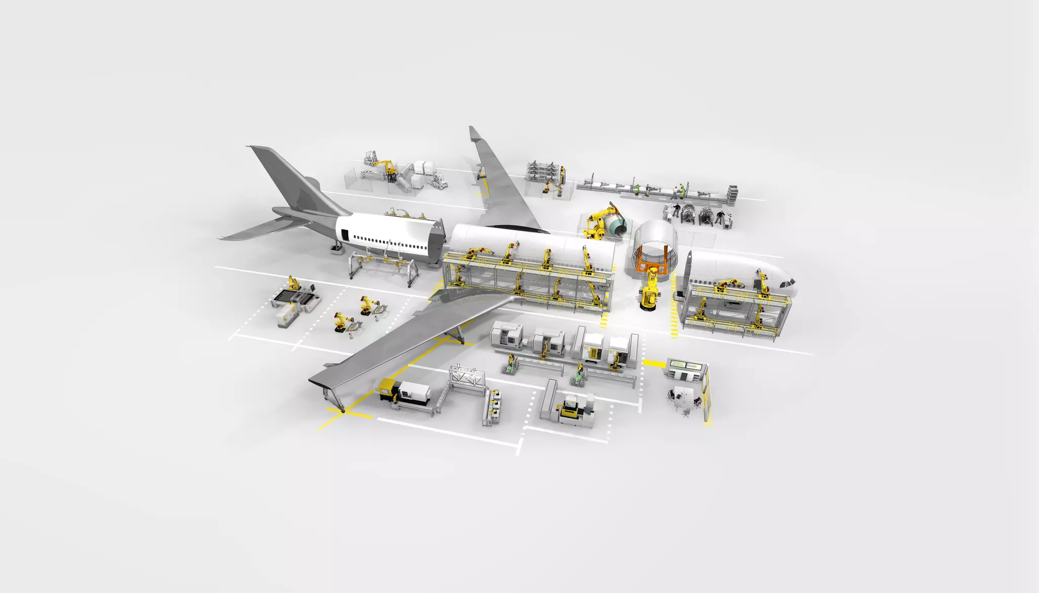 Linie aerospațială 3D cu produse FANUC