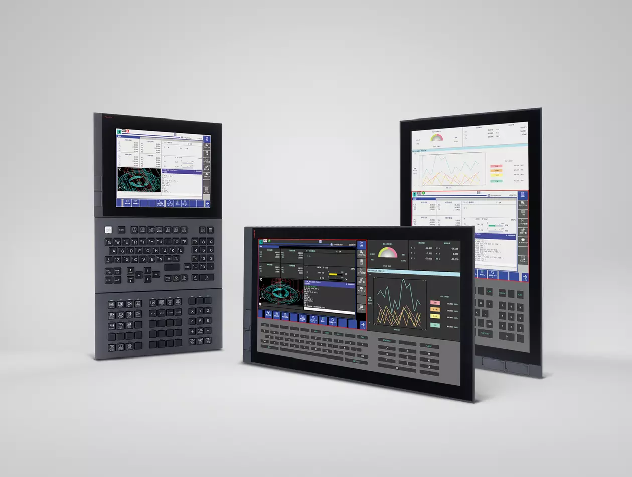 FANUC's new generation CNC series FS500𝑖-A. 
FANUC's latest CNC with enhanced machining performance and reliability. A new, fully customisable user interface makes set-up and machining more efficient. The PMC can be programmed in Structured Text, with a newly designed development software. Boost performance and reduce cycle time with dual engine architecture and update hardware and software.