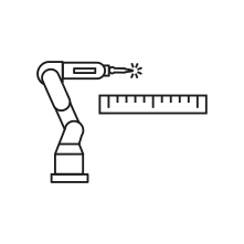 Pictogram for Reach ArcWelding (Robot) in black. SVG format.