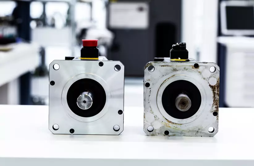 Motor Repair. Before and after.  FANUC Europe Repair Center.