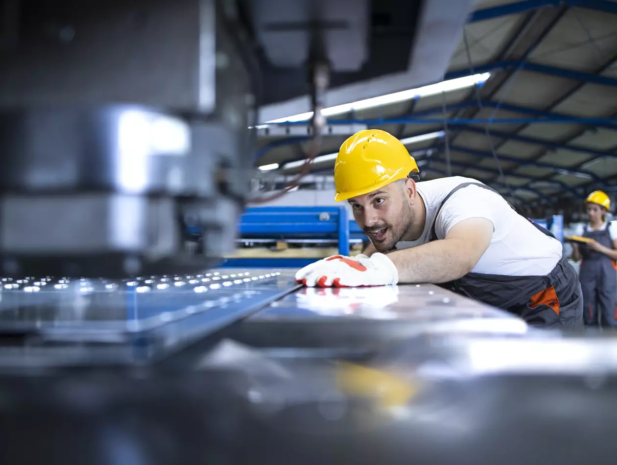 Factory worker in protective uniform and hardhat operating industrial machine at production line.
industry, industrial, factory, plant, machine, production, line, metal, worker, helmet, yellow, hardhat, gloves, protective, working, workman, man, people, technician, uniform, checking, focused, engineer, looking, factory worker, manufacturing, process, technology, business, professional, automated, machinery, production line, interior, work wear, efficient, productive, positive, occupation, job, employment, laborer, operating, operator
Industry background for the global overview page
