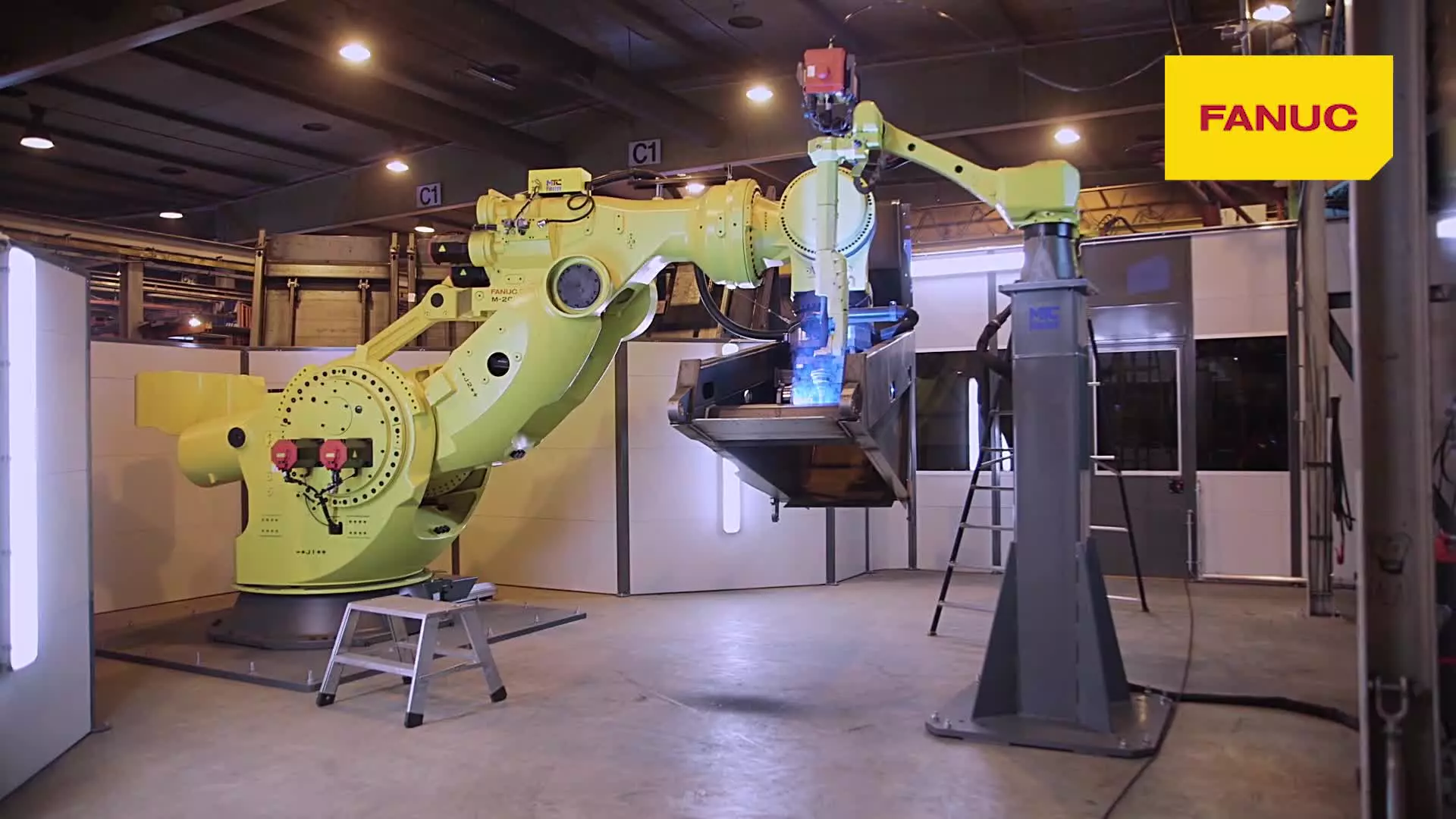 Success story about the successful implementation of FANUC heavy-duty robot M-2000iA/2300 and a FANUC Arc welding robot at NTM's Finnish plant.
