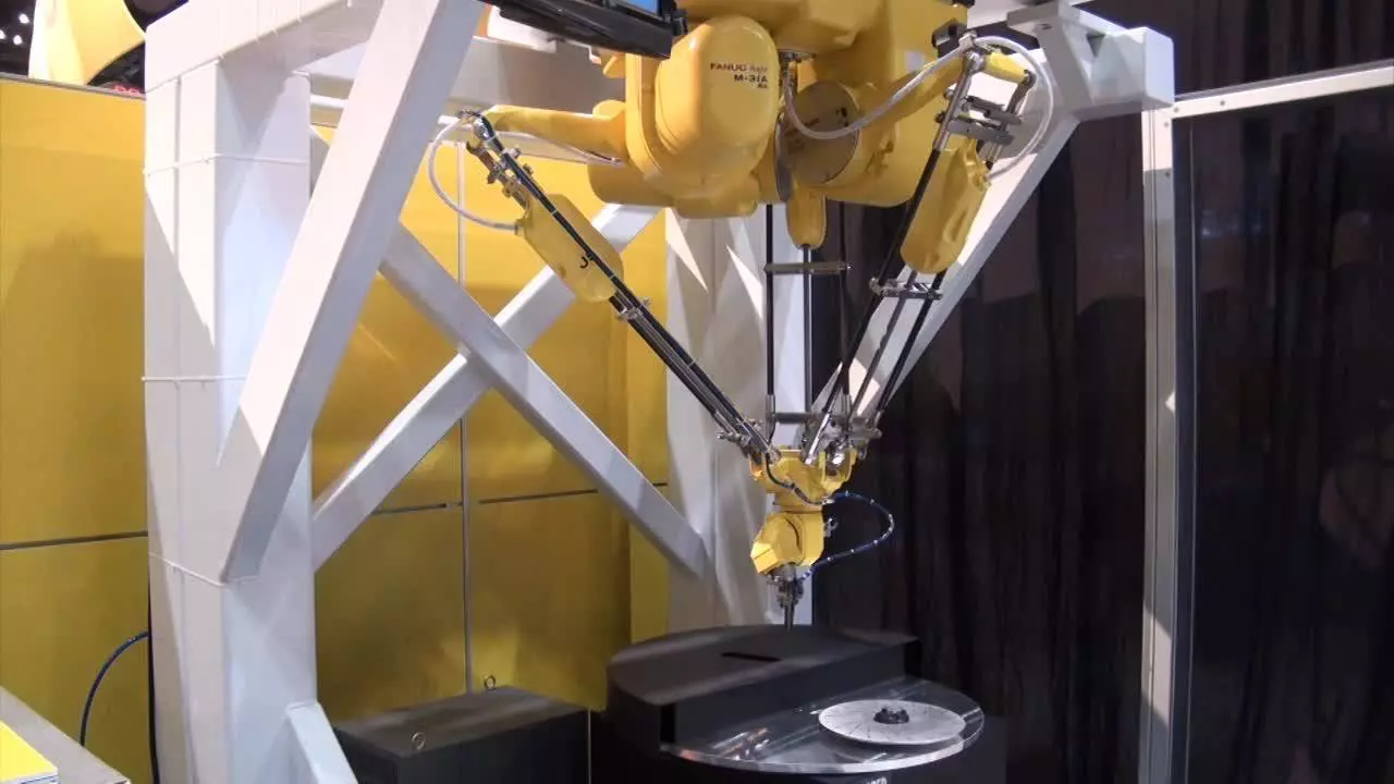 Six-Axis FANUC M-3iA Delta Robot Assembles a Blower Fan